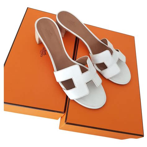 hermes white and brown sandals|Hermes sandals with heels.